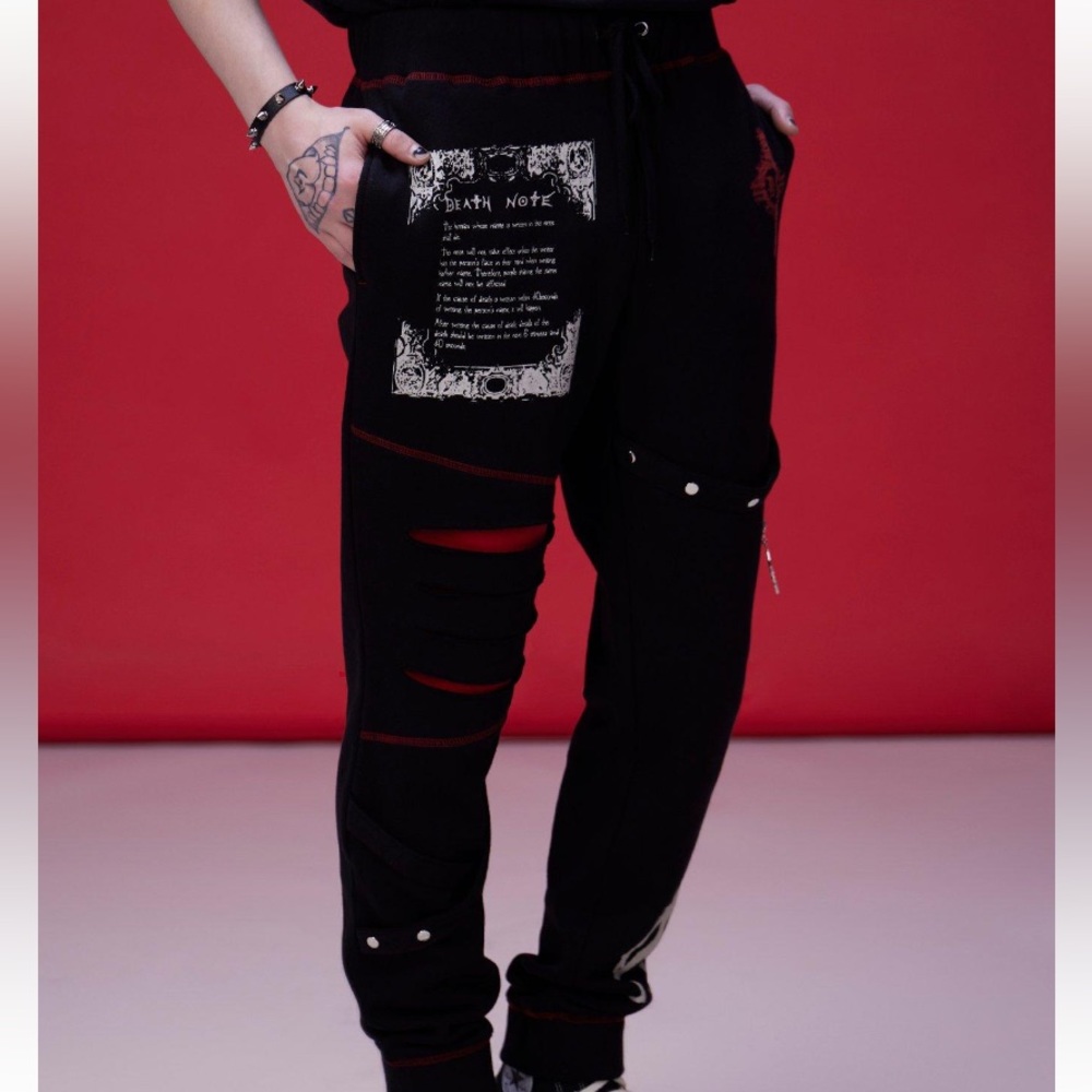 Unisex Death Note Zipper Stud Jogger‎ Sweatpants Hot Topic Anime